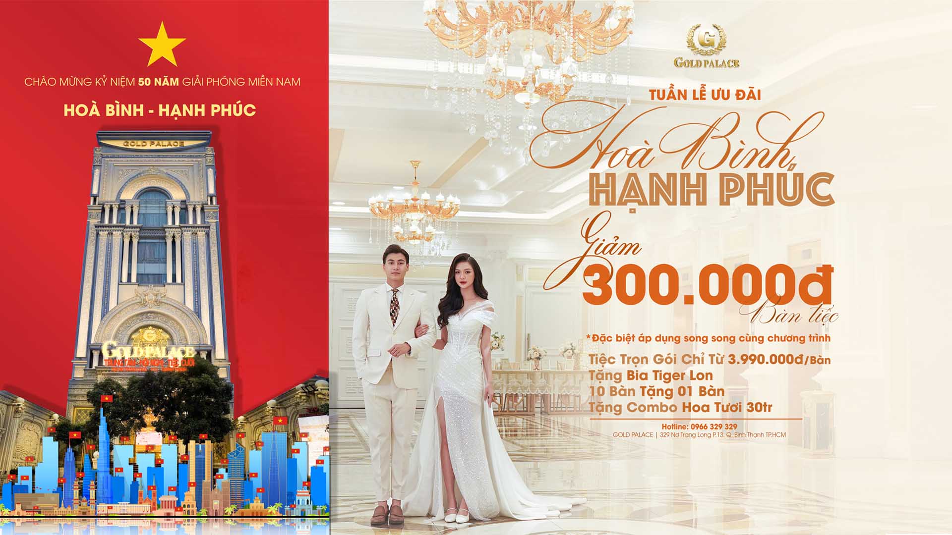 GOLD PALACE MỪNG ĐẠI LỄ - GIẢM NGAY 300.000Đ/BÀN TIỆC